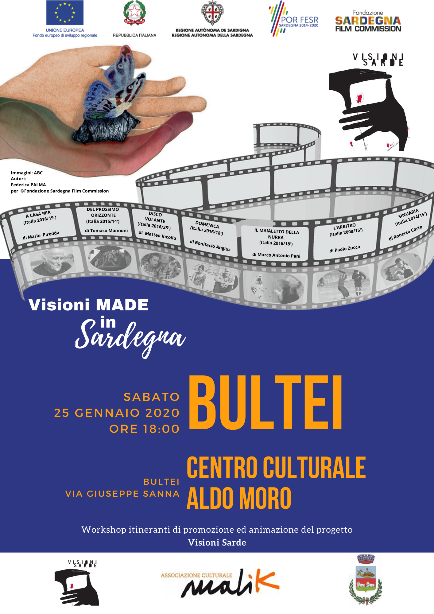 “Visioni made in Sardegna” protagonista a Bultei, il 25 gennaio proiezioni per la comunità