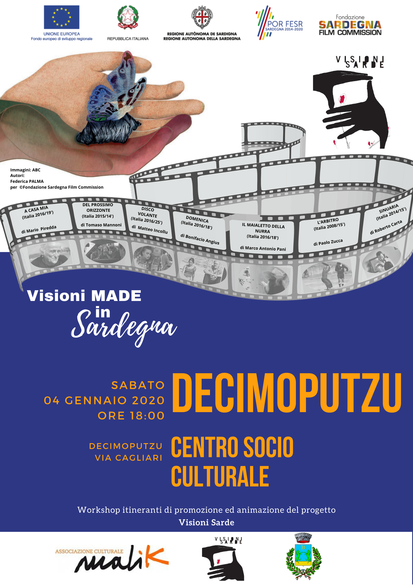 Il cinema made in Sardegna protagonista a Decimoputzu, prima tappa del 2020 per il progetto “Visioni made in Sardegna”
