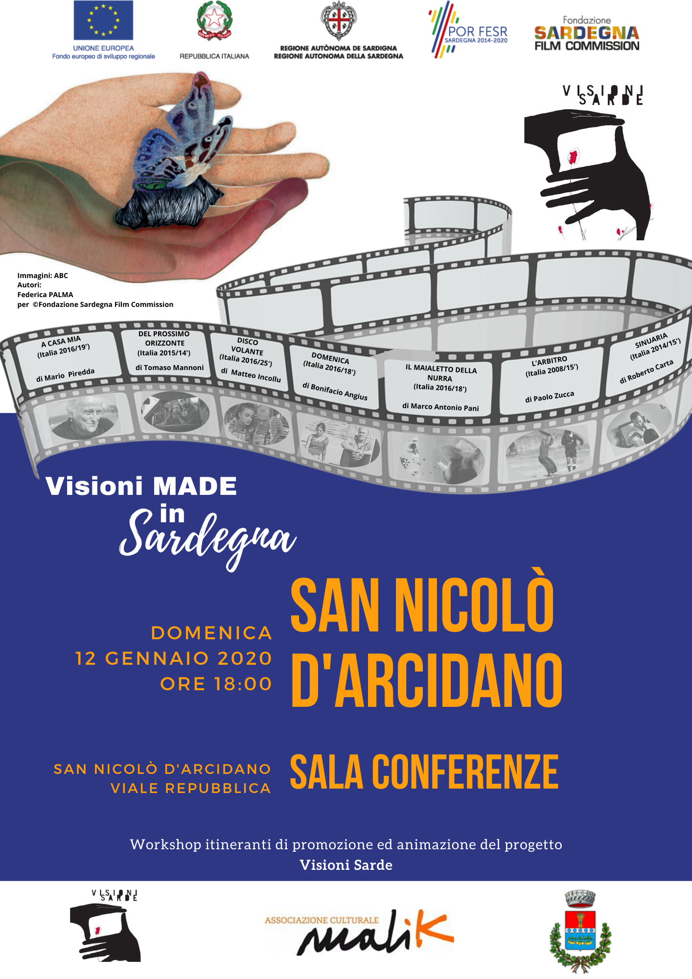 “Visioni made in Sardegna” a San Nicolò d’Arcidano, il 12 gennaio appuntamento presso la Sala Conferenze di Viale Repubblica