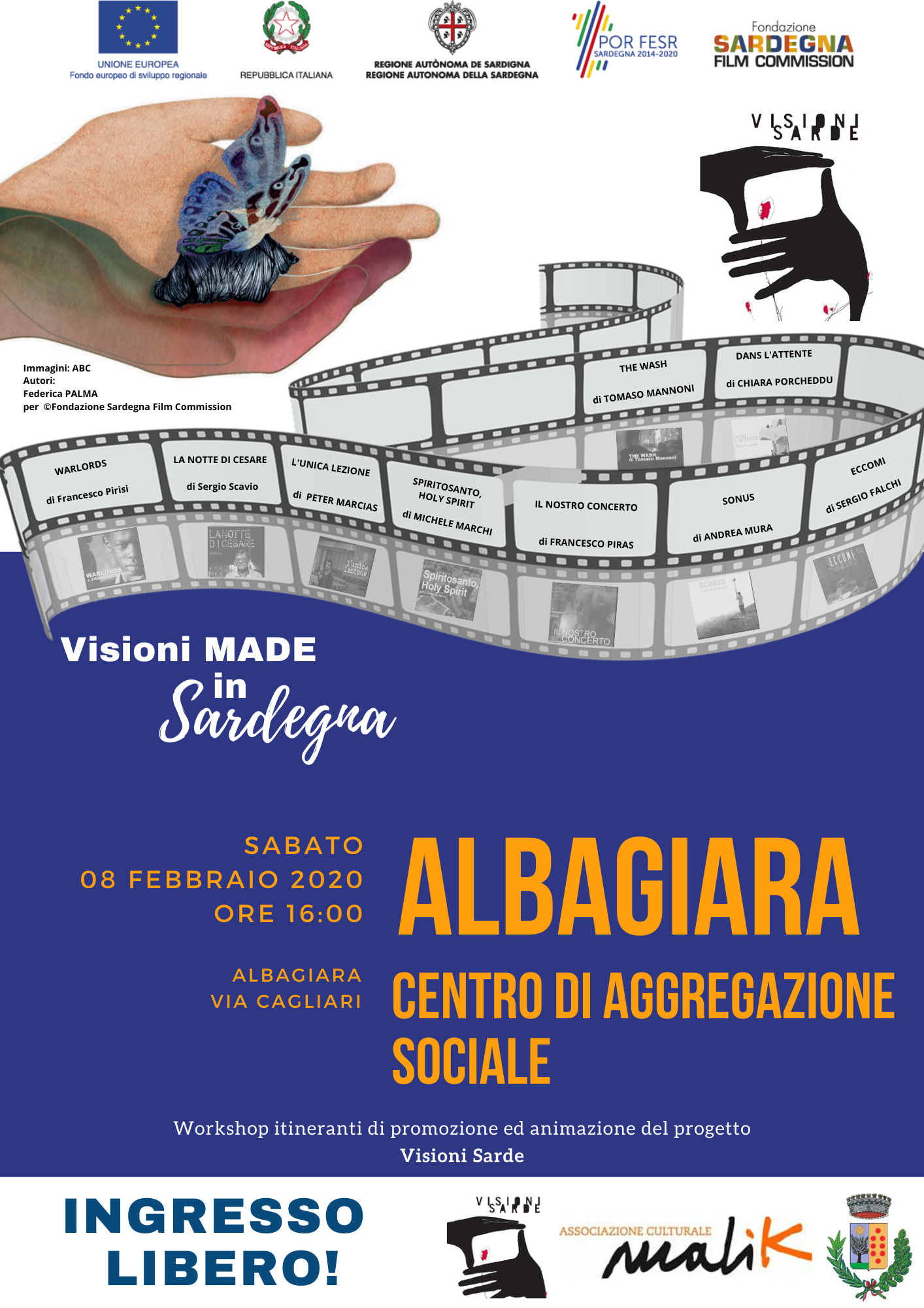 “Visioni made in Sardegna” ad Albagiara, l’8 febbraio proiezioni pubbliche presso il Centro di Aggregazione Sociale