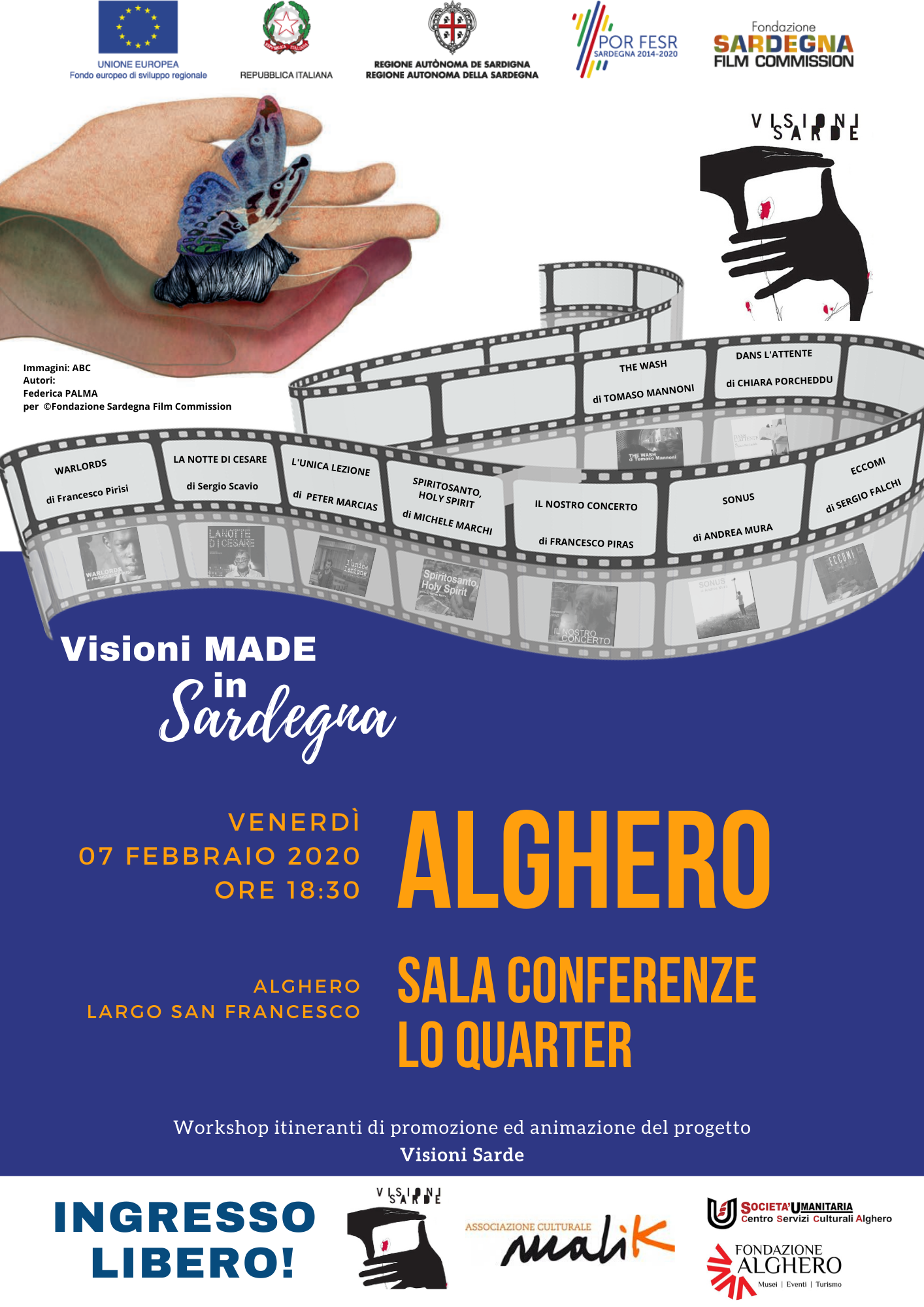 “Visioni made in Sardegna” protagonista ad Alghero, venerdì 7 febbraio proiezioni per la comunità