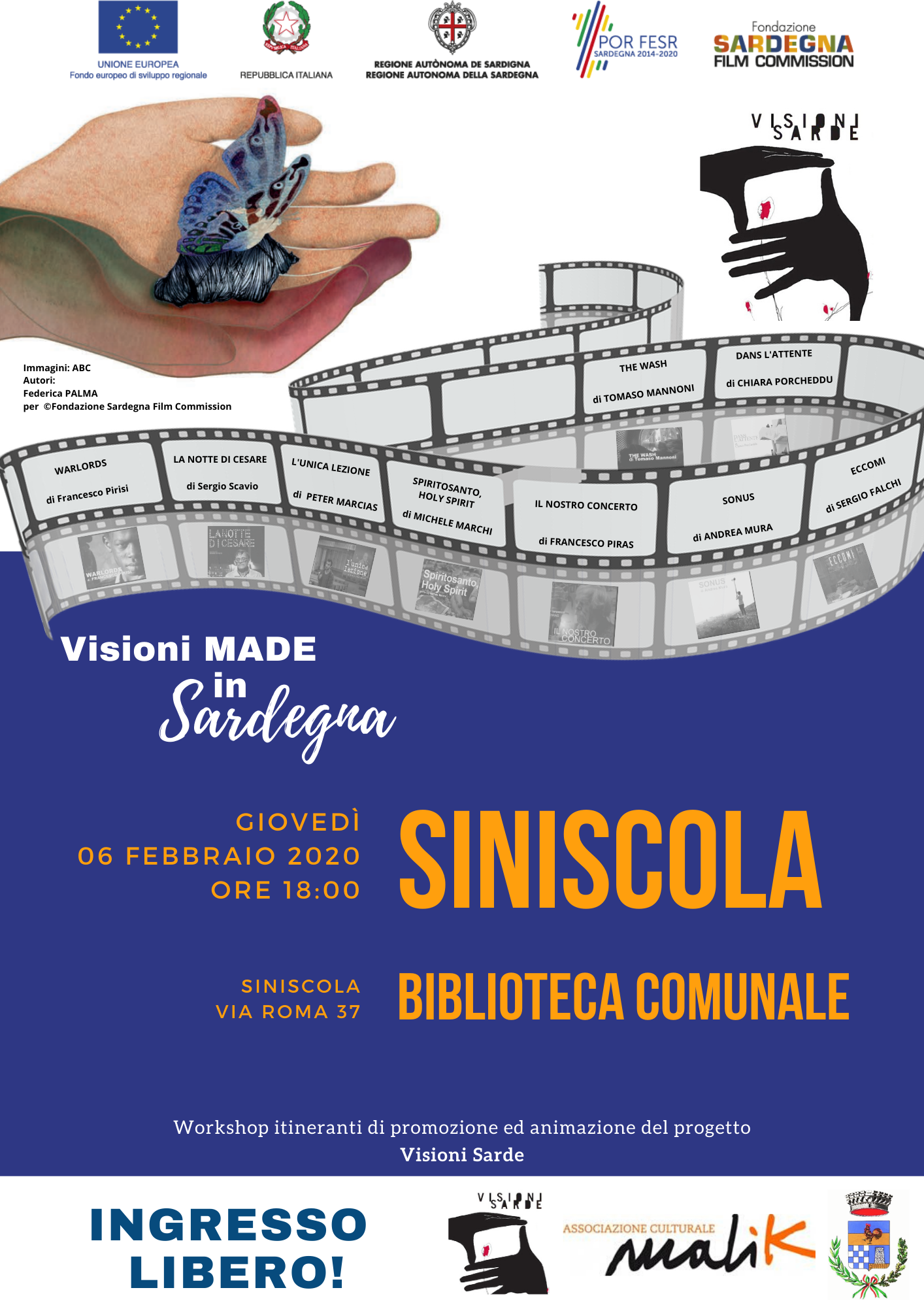 “Visioni made in Sardegna” fa tappa a Siniscola, il 6 febbraio proiezioni per la comunità