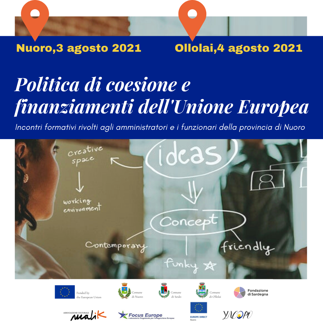 Sessioni formative gratuite sulla politica di coesione e gli altri finanziamenti dell’Unione Europea a Nuoro e Ollolai